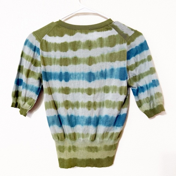 Happy Sheep Tie Dye Cotton Green Blue Short Sleeve Sweater size small - Picture 2 of 7